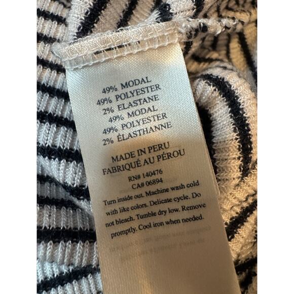 Faherty Henley Top Shirt Womens Medium Long Sleeve Blue White Stripe Ribbed - Picture 7 of 8